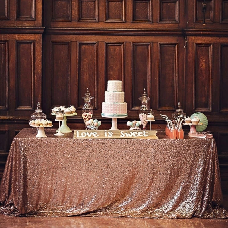 Rose Gold Sequin Table Cloth 180cm x 120cm