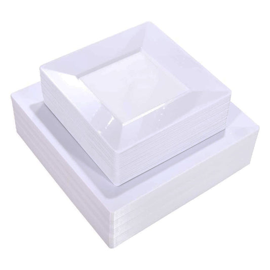 Premium Solid White Plastic Plates - Pack of 20