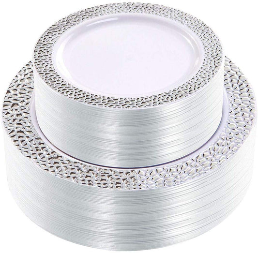 Premium Silver Plastic Plates - Packs of 15 or 25